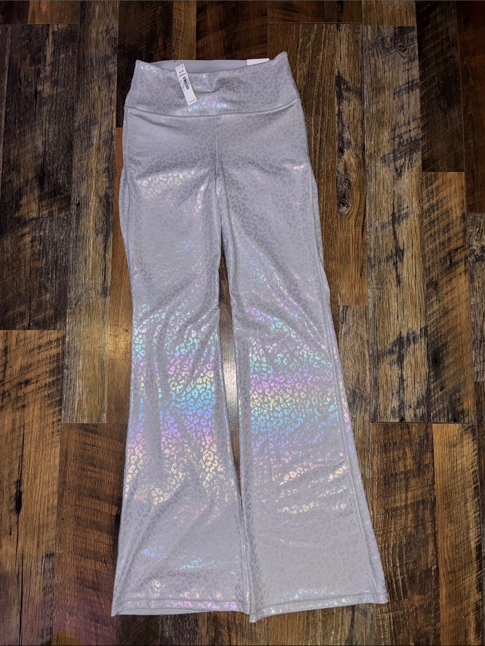 PINK VS Silver Holographic Relay Flare Leggings